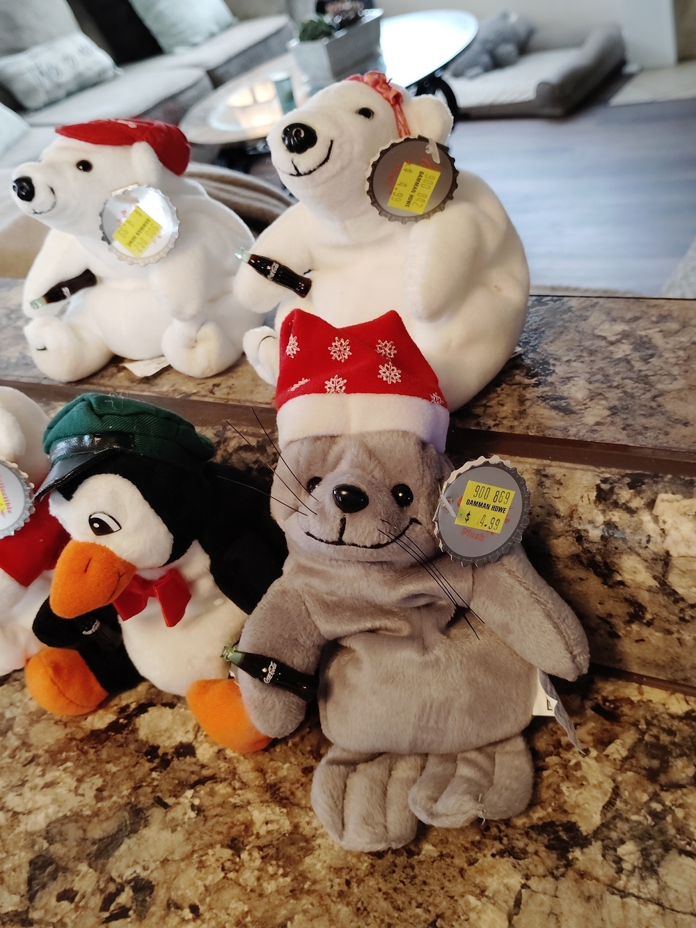 Coca-Cola Collectors Plush All Have Coca-Cola Bottle In Their Hand With Tags